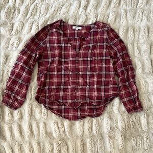 Mauve Plaid Button-Up Shirt